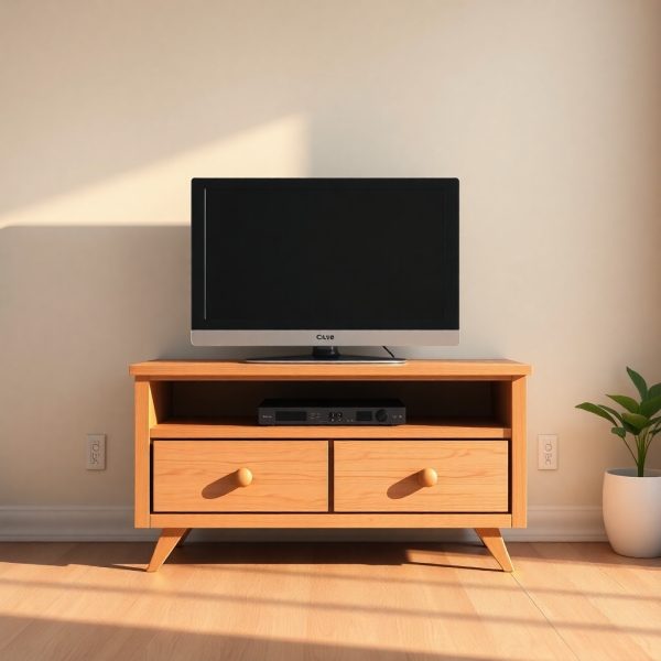 Compact Wooden TV Stand with Drawers