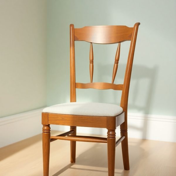 Classic Wooden Dining Chair with Upholstered Seat - Image 2