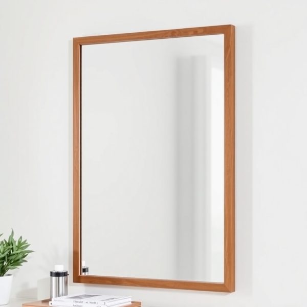 Modern Decorative Mirror with Wooden Frame - Image 2