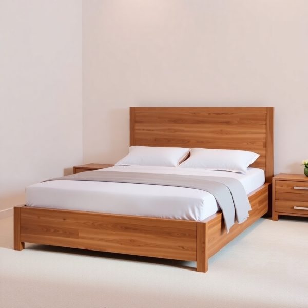 Wooden King-Size Bed with Storage