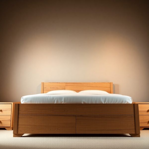 Wooden King-Size Bed with Storage - Image 2
