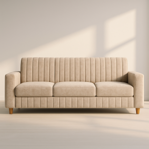 Plush 3-Seater Fabric Sofa with Vertical Stitch Detailing